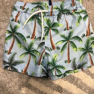 Janie and Jack Blue Palm Print Men's Athletic Shorts